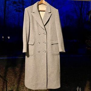 Vintage Double Breasted Wool Overcoat Peaked Lapel Made in Yugoslavia